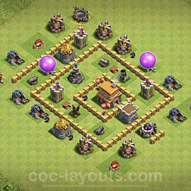 Full Upgrade TH5 Base Plan with Link, Anti Air, Copy Town Hall 5 Max Levels Design 2021, #136