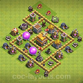 Die Anti 3 Sterne Base RH5 + Link, Hybrid 2024 - COC Rathaus 5 Kopieren Base - #143