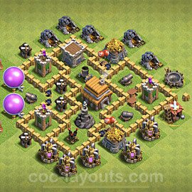 TH5 Anti 3 Stars Base Plan with Link, Anti Everything, Copy Town Hall 5 Base Design 2022, #61
