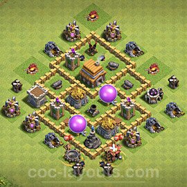Top TH5 Unbeatable Anti Loot Base Plan with Link, Hybrid, Copy Town Hall 5 Base Design, #63