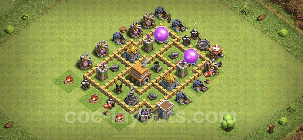 Anti Everything TH5 Base Plan with Link, Hybrid, Copy Town Hall 5 Design, #127