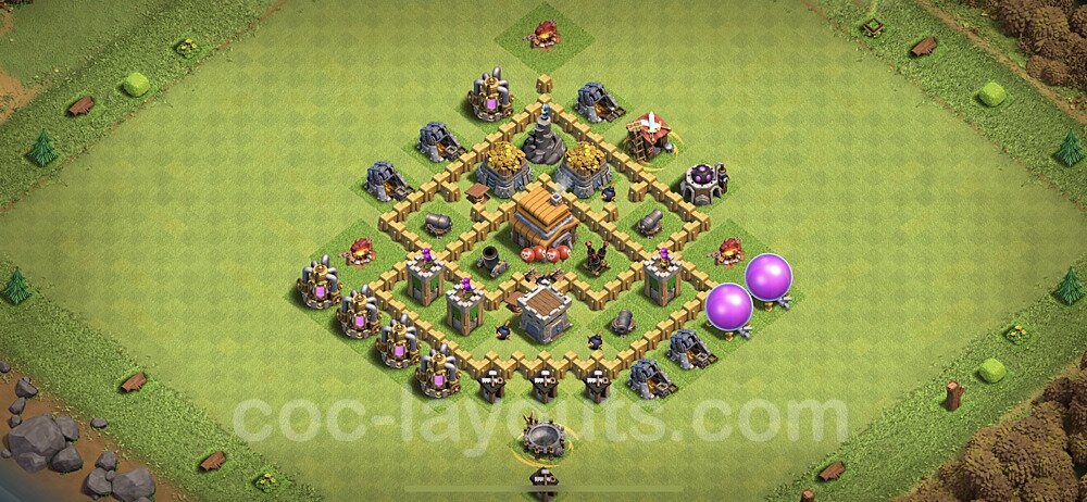 TH5 Anti 3 Stars Base Plan with Link, Anti Air, Copy Town Hall 5 Base Design, #131