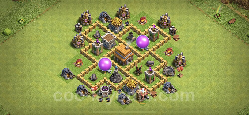 Top TH5 Unbeatable Anti Loot Base Plan with Link, Anti Everything, Copy Town Hall 5 Base Design, #133