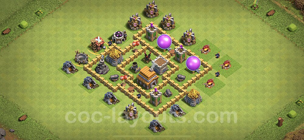 TH5 Anti 3 Stars Base Plan with Link, Anti Air, Copy Town Hall 5 Base Design, #134