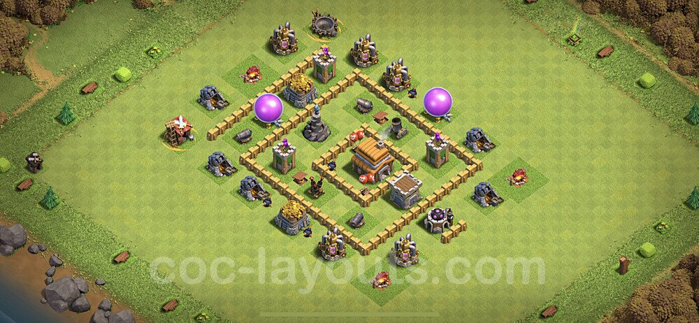 Full Upgrade TH5 Base Plan with Link, Anti Air, Copy Town Hall 5 Max Levels Design 2021, #136