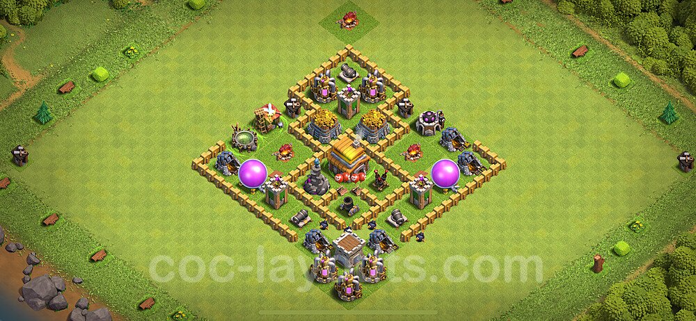 Anti Everything TH5 Base Plan with Link, Hybrid, Copy Town Hall 5 Design 2024, #140