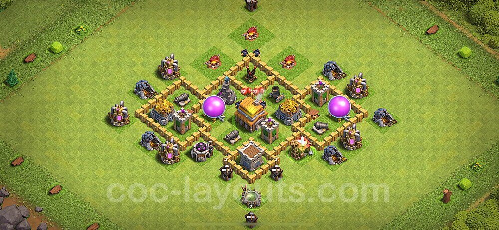 TH5 Anti 2 Stars Base Plan with Link, Hybrid, Copy Town Hall 5 Base Design 2024, #142