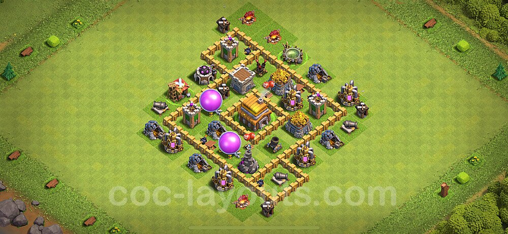 Die Anti 3 Sterne Base RH5 + Link, Hybrid 2024 - COC Rathaus 5 Kopieren Base - #143