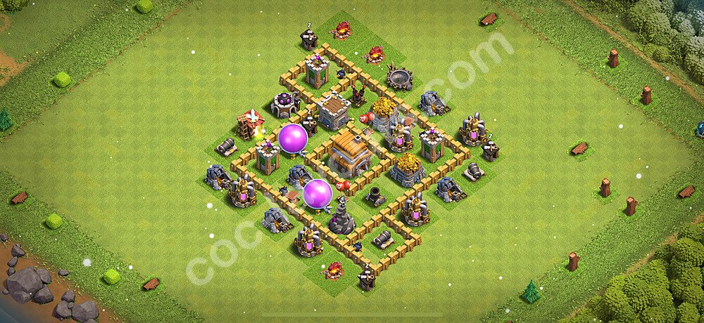 TH5 Anti 3 Stars Base Plan with Link, Hybrid, Copy Town Hall 5 Base Design 2025, #143
