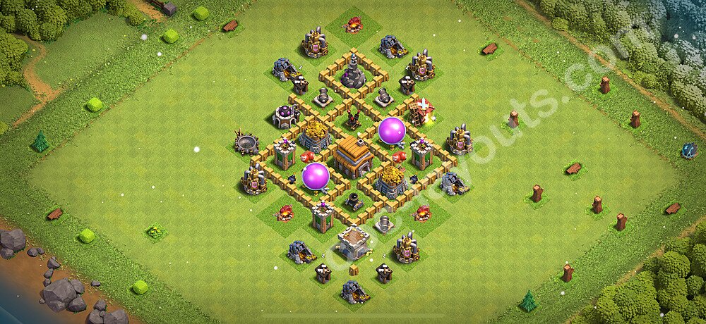 TH5 Anti 3 Stars Base Plan with Link, Hybrid, Copy Town Hall 5 Base Design 2026, #145