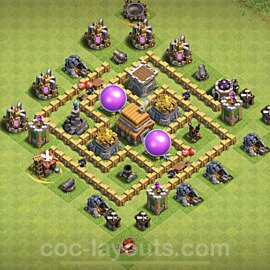 Base plan TH5 Max Levels with Link, Anti Everything, Hybrid for Farming, #101