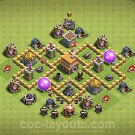 Base plan TH5 Max Levels with Link, Anti Air, Hybrid for Farming 2022, #103