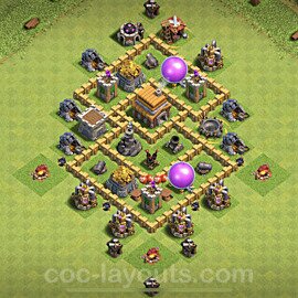 Base plan TH5 Max Levels with Link, Anti Air, Hybrid for Farming 2022, #104