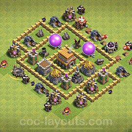 Base plan TH5 (design / layout) with Link, Hybrid, Anti 2 Stars for Farming, #105