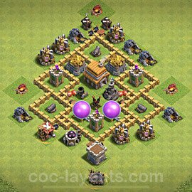 Base plan TH5 Max Levels with Link, Anti Air, Hybrid for Farming, #107