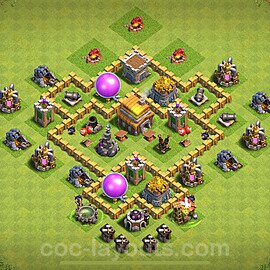 Base plan TH5 (design / layout) with Link, Anti 3 Stars, Hybrid for Farming 2024, #117