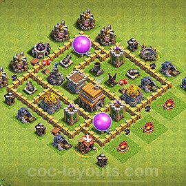 Base plan TH5 (design / layout) with Link, Anti 2 Stars, Hybrid for Farming 2024, #119
