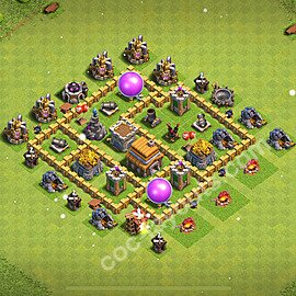 Base plan TH5 (design / layout) with Link, Anti 2 Stars, Hybrid for Farming 2025, #119