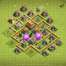 Ustawienie bazy do farma TH5 z linkiem, Hybrydowy - Ratusz poziom 5 - COC 2025, #121