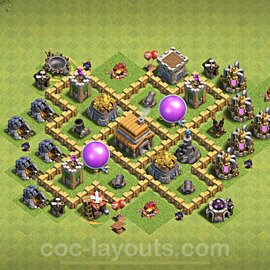 Municipio livello 5 Base + Link, Anti 3 stelle, Ibrido - Miglior Disposizione villaggio per Farming COC TH5 - #48