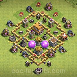 Base plan TH5 Max Levels with Link, Anti Everything, Hybrid for Farming, #52