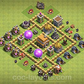 Base plan TH5 (design / layout) with Link, Hybrid, Anti 3 Stars for Farming, #53