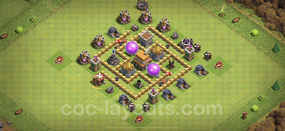 Base plan TH5 Max Levels with Link, Anti Everything, Hybrid for Farming, #101