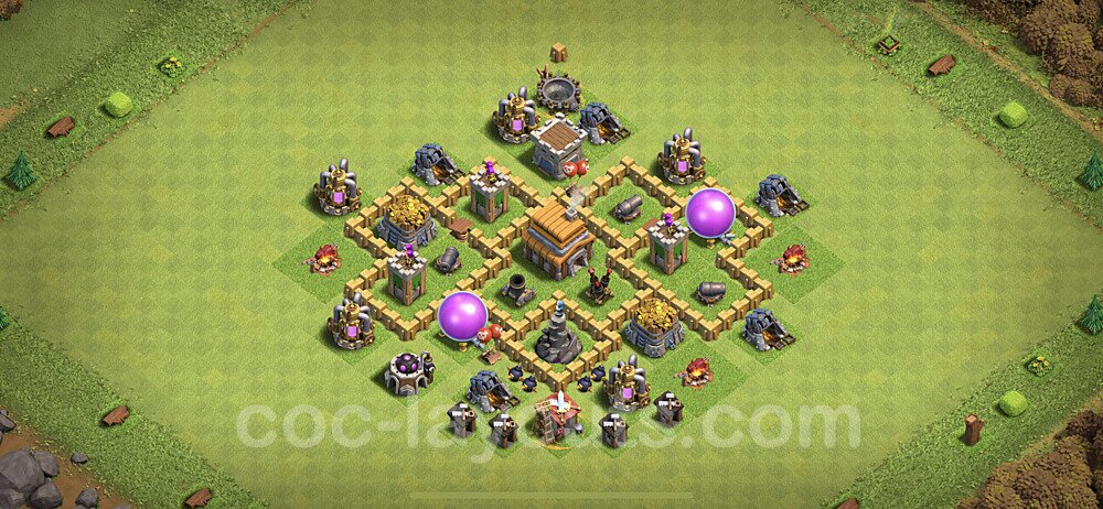 Base plan TH5 Max Levels with Link, Anti Air, Hybrid for Farming, #103