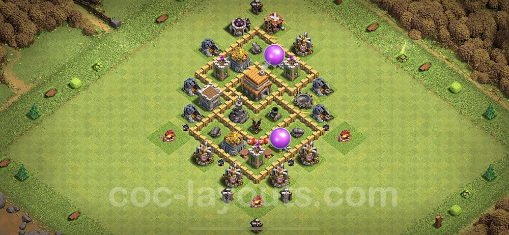 Base plan TH5 Max Levels with Link, Anti Air, Hybrid for Farming, #104