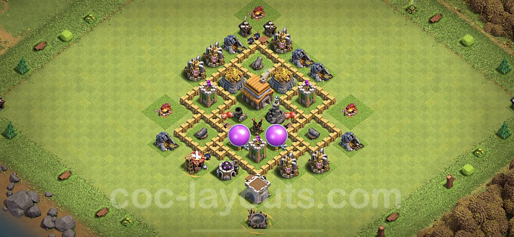 Base plan TH5 Max Levels with Link, Hybrid, Anti Air for Farming, #107