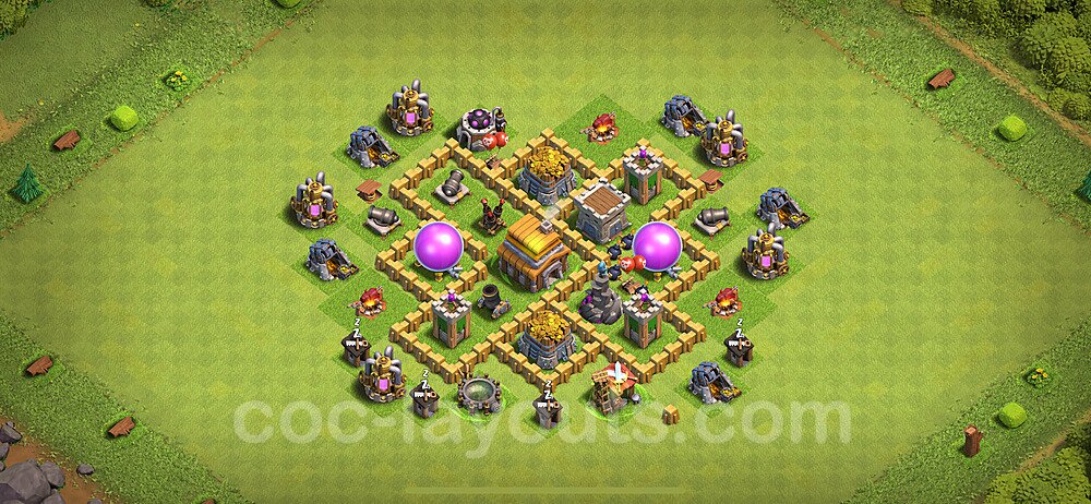 Diseño de aldea para farming Ayuntamiento 5 Copiar, Anti 2 Estrellas, Híbrido - COC TH5 Perfecta Distribucion 2024 + Enlace - #113