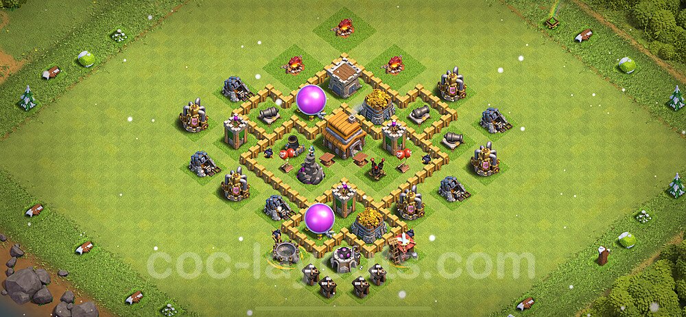 Base plan TH5 (design / layout) with Link, Anti 3 Stars, Hybrid for Farming 2023, #117