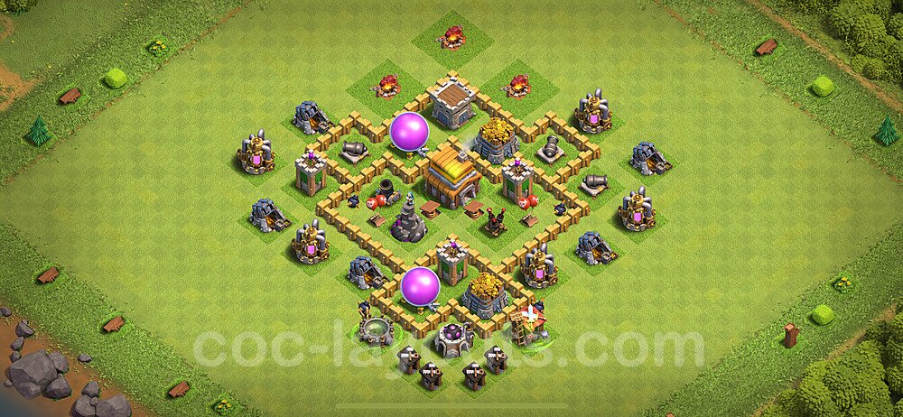 Diseño de aldea para farming Ayuntamiento 5 Copiar, Anti 3 Estrellas, Híbrido - COC TH5 Perfecta Distribucion 2024 + Enlace - #117