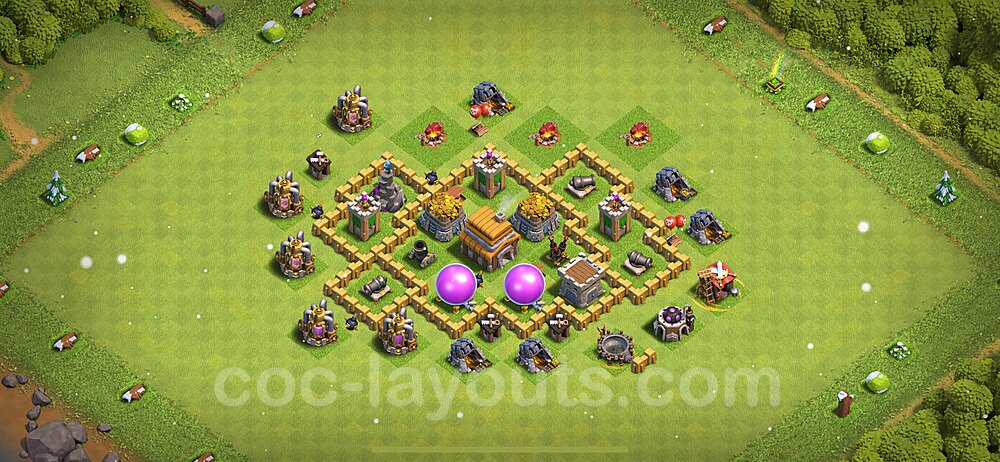Base plan TH5 (design / layout) with Link, Anti 3 Stars for Farming 2024, #118