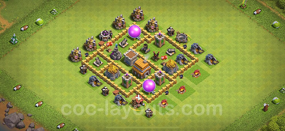 Base plan TH5 (design / layout) with Link, Anti 2 Stars, Hybrid for Farming 2024, #119