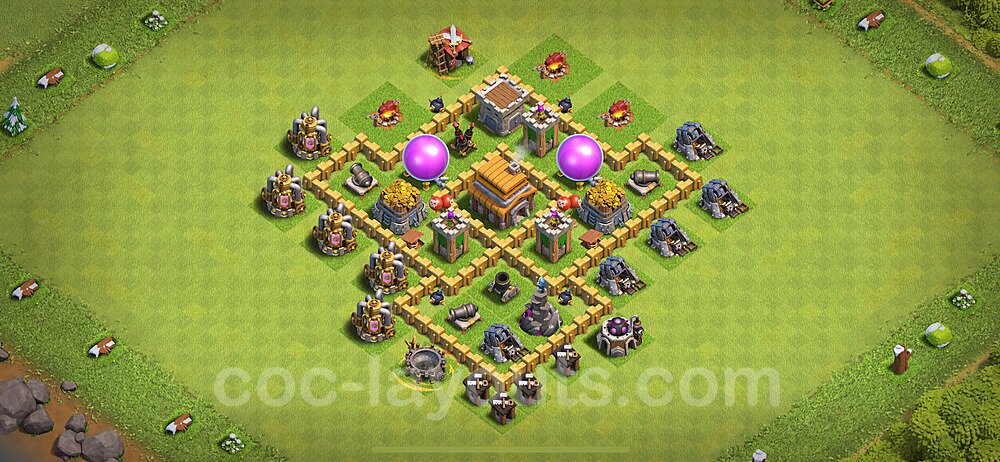 Base plan TH5 (design / layout) with Link, Anti Air, Hybrid for Farming 2024, #120