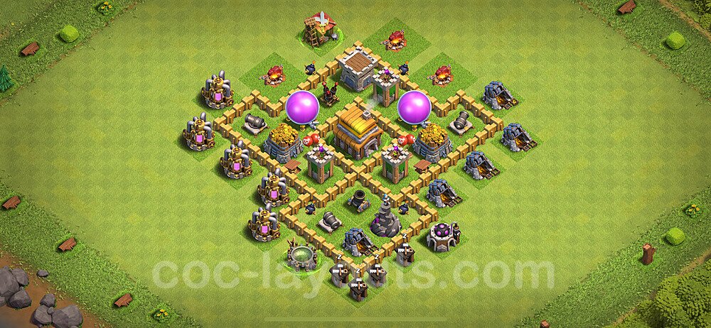 Base plan TH5 (design / layout) with Link, Anti Air, Hybrid for Farming 2024, #120