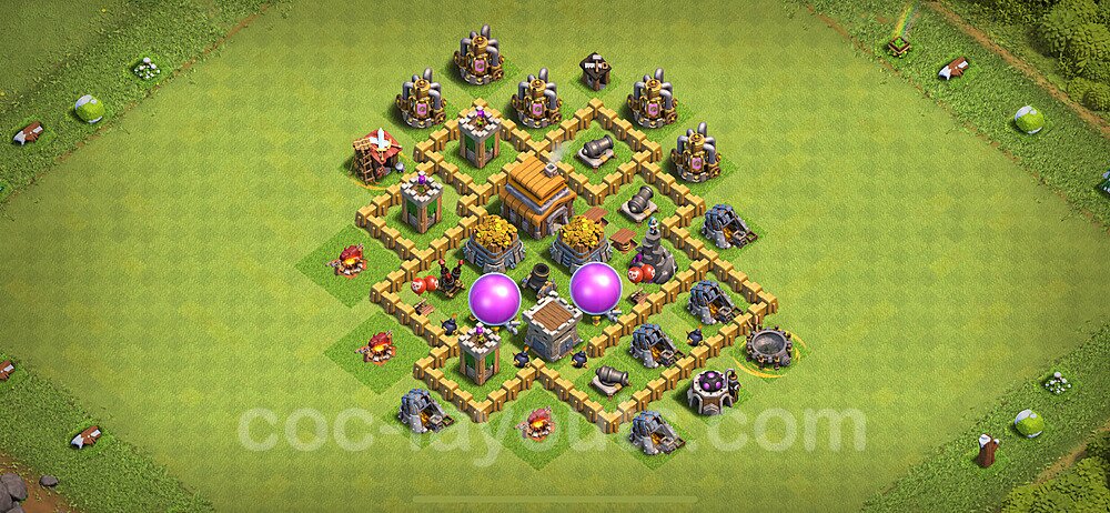 Base plan TH5 Max Levels with Link, Hybrid for Farming 2024, #121