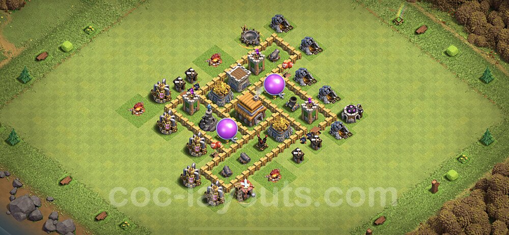 Base plan TH5 (design / layout) with Link, Hybrid, Anti Everything for Farming, #51