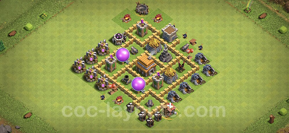 Base plan TH5 (design / layout) with Link, Anti 3 Stars, Hybrid for Farming 2023, #53