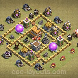 TH5 Anti 3 Stars CWL War Base Plan with Link, Copy Town Hall 5 Design, #12