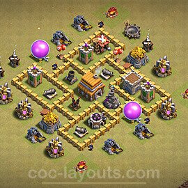 TH5 Anti 2 Stars CWL War Base Plan with Link, Anti Everything, Copy Town Hall 5 Design 2024, #27