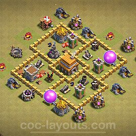 TH5 Anti 2 Stars CWL War Base Plan with Link, Anti Air, Copy Town Hall 5 Design 2024, #28