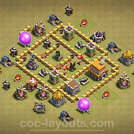 TH5 War Base Plan with Link, Anti Air, Copy Town Hall 5 CWL Design 2024, #34