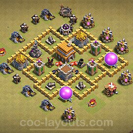 TH5 Anti 2 Stars CWL War Base Plan with Link, Copy Town Hall 5 Design 2024, #39