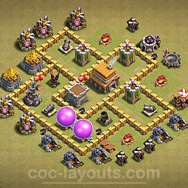 TH5 Anti 3 Stars CWL War Base Plan with Link, Copy Town Hall 5 Design 2024, #46