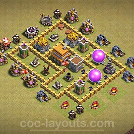 TH5 Anti 3 Stars CWL War Base Plan with Link, Copy Town Hall 5 Design 2024, #50