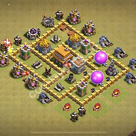 Die Anti 3 Sterne Clan War Base RH5 + Link 2025 - COC Rathaus Level 5 Kriegsbase (CK / CW) - #50