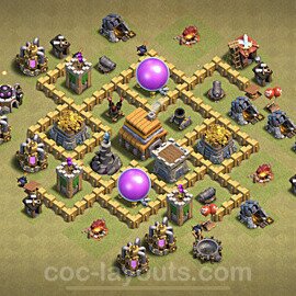 TH5 Anti 2 Stars CWL War Base Plan with Link, Anti Air, Copy Town Hall 5 Design, #7