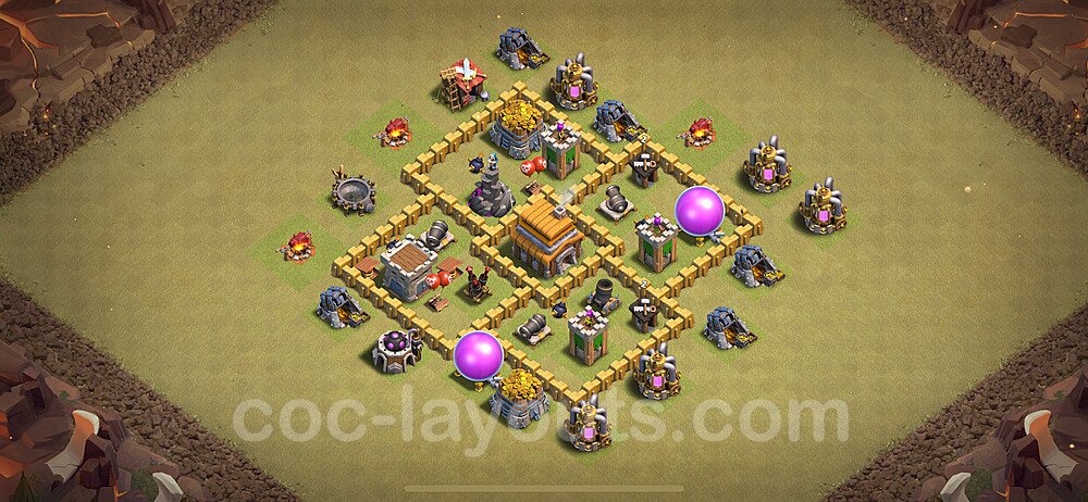 TH5 Anti 2 Stars CWL War Base Plan with Link, Anti Air, Copy Town Hall 5 Design 2024, #28